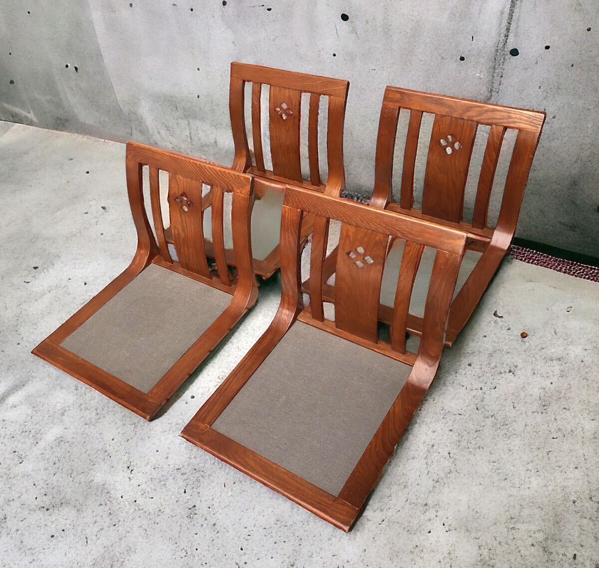 hikari 光製作所 曲木 座椅子 4脚セット/モダン 昭和レトロ 椅子 スツール 和室 座敷 宴会 古家具 の画像8