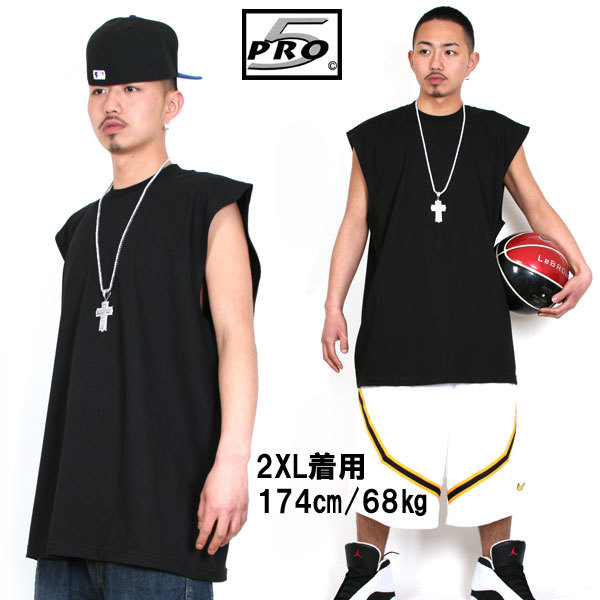 新品 2XL 黒 PRO5 プロファイブ ノースリーブ Tシャツ ブラック LA NY 衣装 バスケ タンクトップ オーバーサイズ ビッグサイズ XXLの画像2