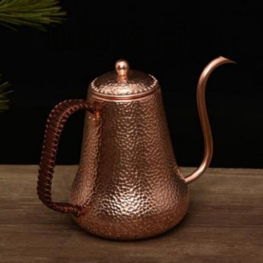 高品質純銅コーヒーポット制コーヒー器具銅イメージ紫銅ハンマー紋コーヒーポット細口ポットコーヒーポット900MLの画像2