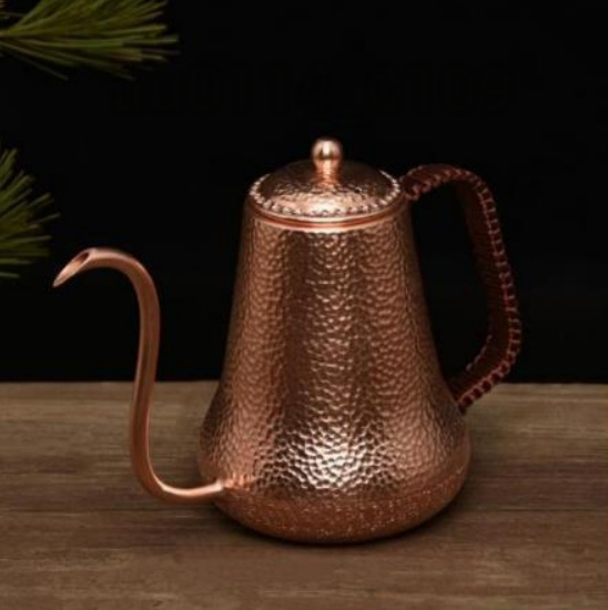 高品質純銅コーヒーポット制コーヒー器具銅イメージ紫銅ハンマー紋コーヒーポット細口ポットコーヒーポット900MLの画像3