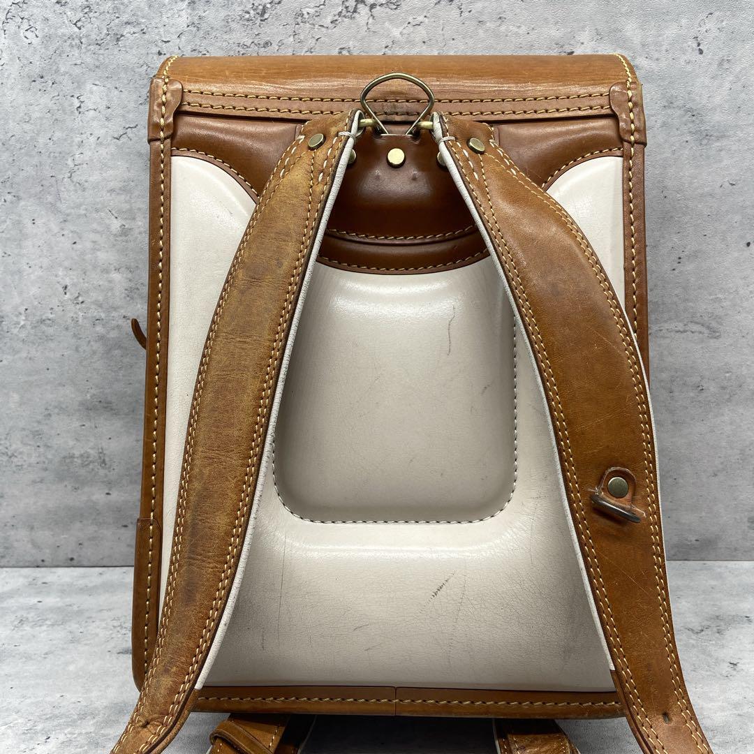 A4 storage possible / rare / multifunction * earth shop bag tsuchiya bag men's business adult knapsack rucksack leather original leather nme rucksack beige shoulder ..