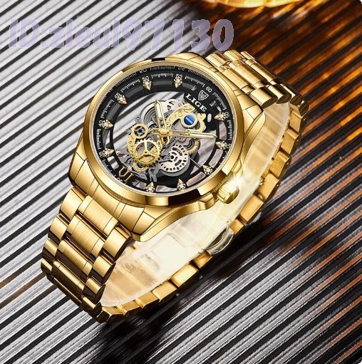 ab2280: 海外トップブランド メンズ高級腕時計 機械式スケルトンダイヤル手巻き ストーンステンレスバンド ウォッチの画像9