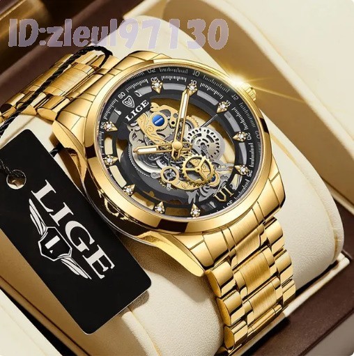 ab2280: 海外トップブランド メンズ高級腕時計 機械式スケルトンダイヤル手巻き ストーンステンレスバンド ウォッチの画像1