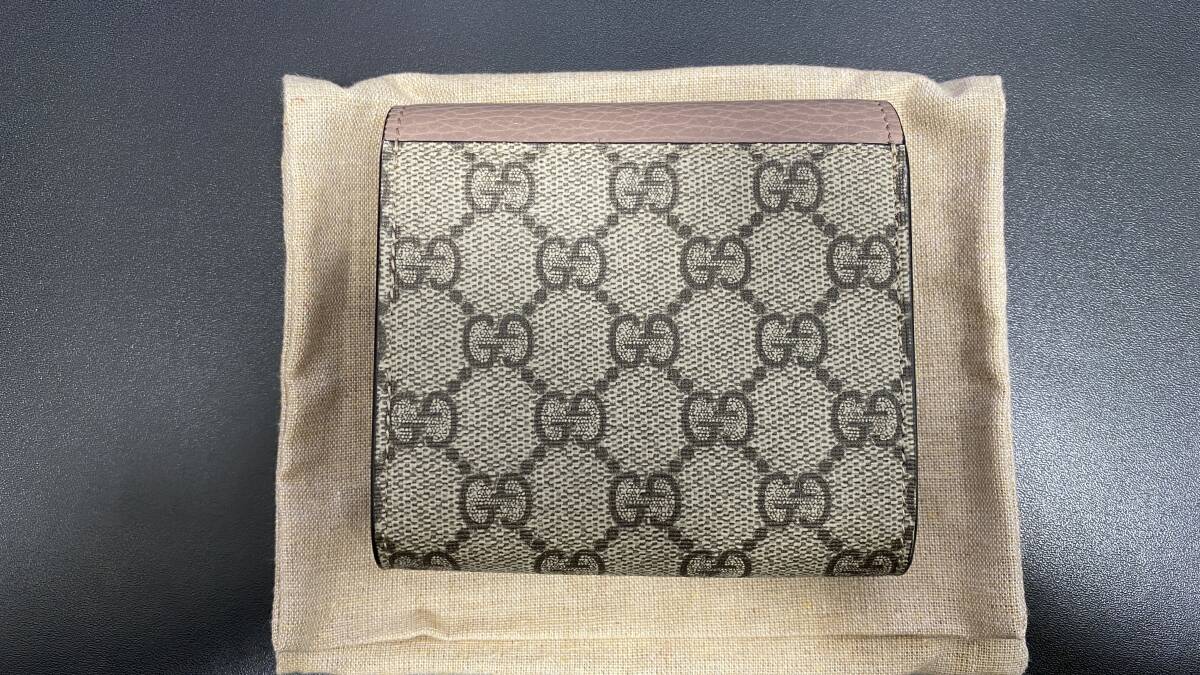 【1～2回使用のみ/極めて美品】グッチ GUCCI 598587 GG マーモント ミディアム 二つ折り財布 ピンク GGスプリーム 保存袋付の画像4