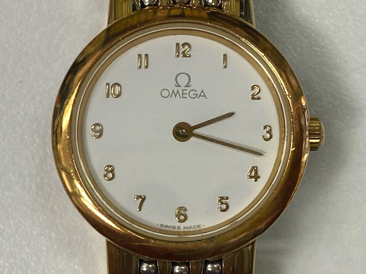 【現状不稼働 電池交換しての動作未確認】OMEGA De Ville オメガ デビル レディース腕時計 ラウンド ゴールド シルバー 白 ホワイト文字盤の画像2