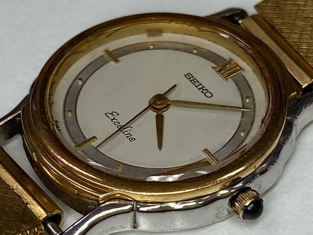 [ текущее состояние не работа б/у товар ]SEIKO Exceline 18KT BEZEL Seiko Exceline 7321-0450 женские наручные часы 