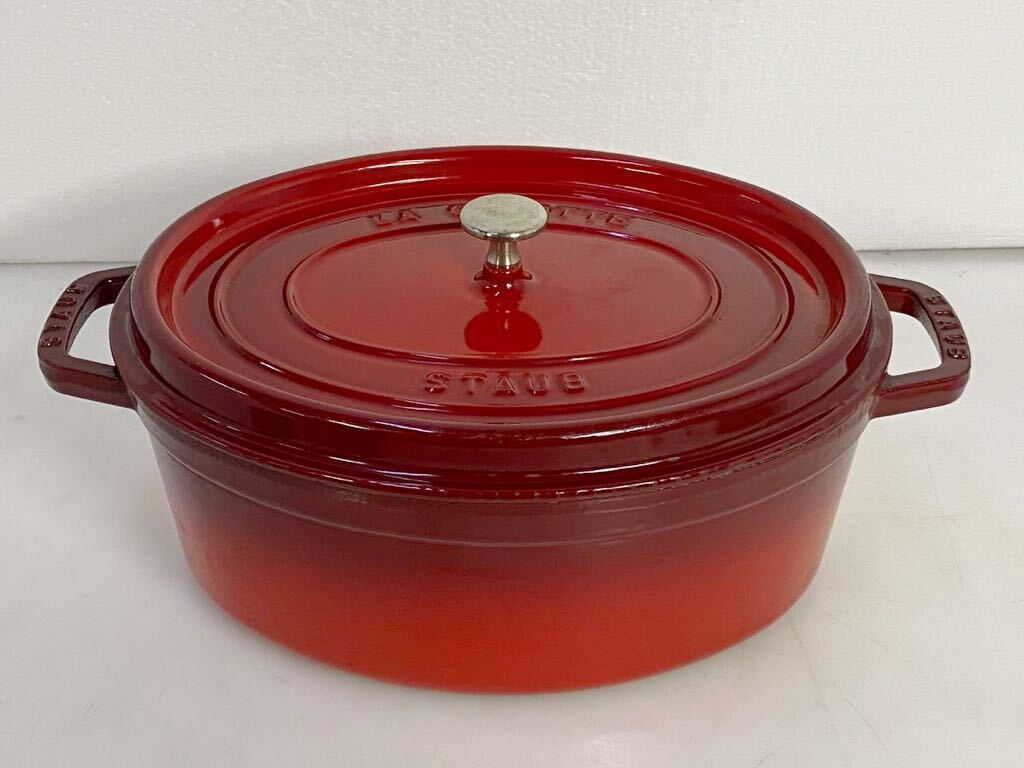 サ6469M★Staub ストウブ ココット オーバル 両手鍋 容量:6.5L 33cm★★の画像1