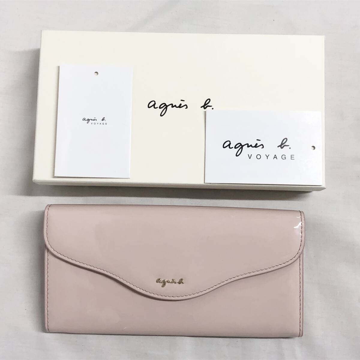 ○★訳有り新品未使用　agnes b. (アニエスベー)　フラップ長財布　ライトピンク★○_画像9