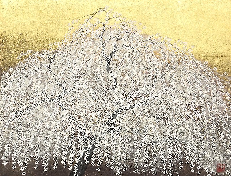 【GLC】平松礼二 「花樹宴」 日本画6号共シール 無所属巨匠 ◆桜逸品!の画像2