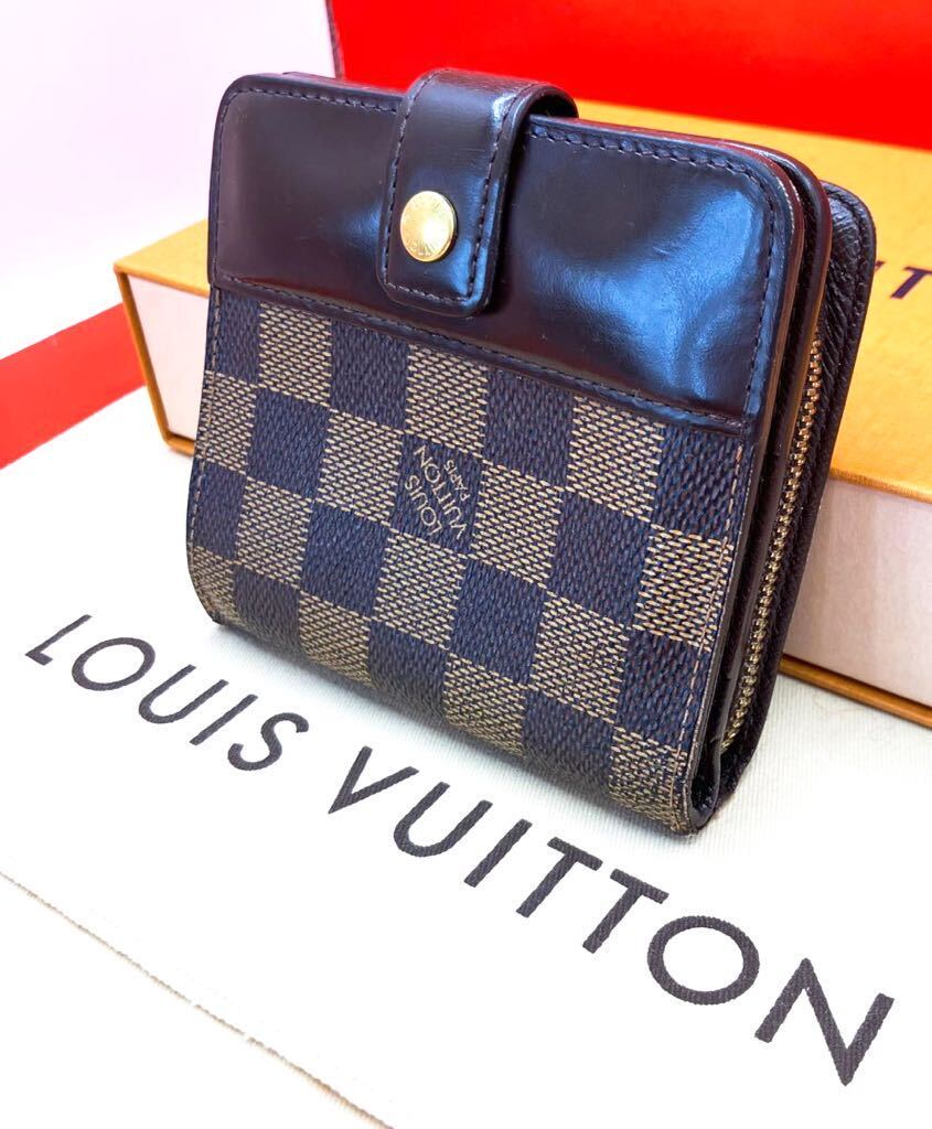 【美品】LOUIS VUITTONルイヴィトン ダミエ コンパクトジップN61668正規品_画像2