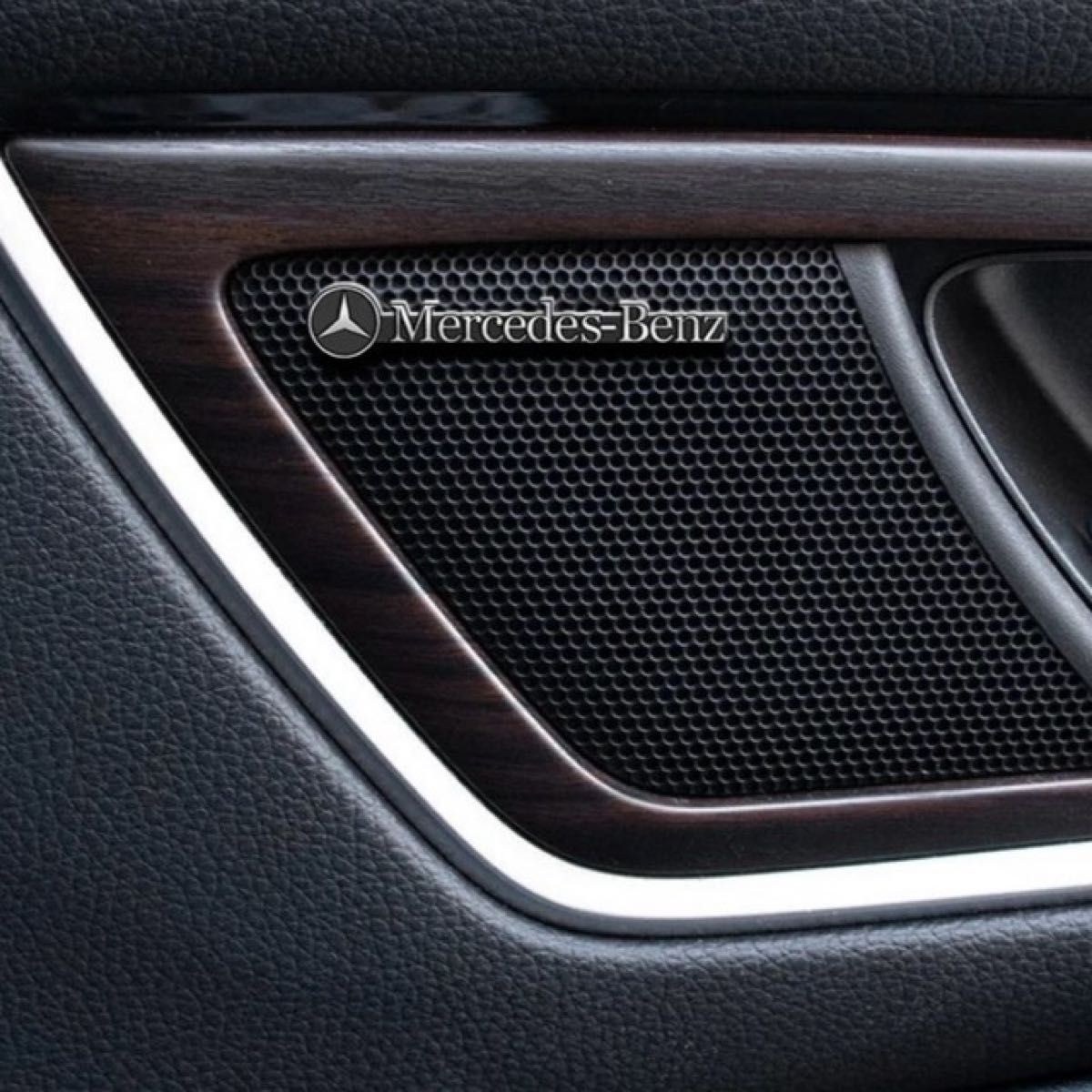 Mercedes Benz メルセデスベンツ AMG アルミ エンブレム プレート バッジ ステッカー シルバー/ブラック e