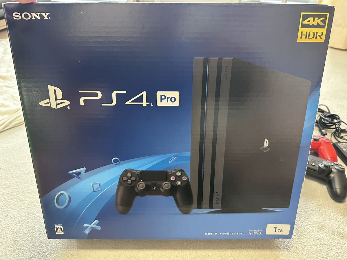 動作品 SONY PS4 Pro CUH-7200B ジェットブラック 1TB コントローラ2個 charge stationつき 即決値下げの画像1