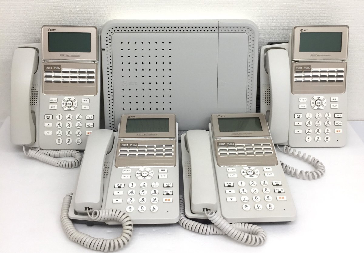 NTT ビジネスフォン B1-AME-(1) 主装置+A1-(18)STEL-(B1)(W)×4台＋BX2-ACOU-(1)ユニット付き_画像1