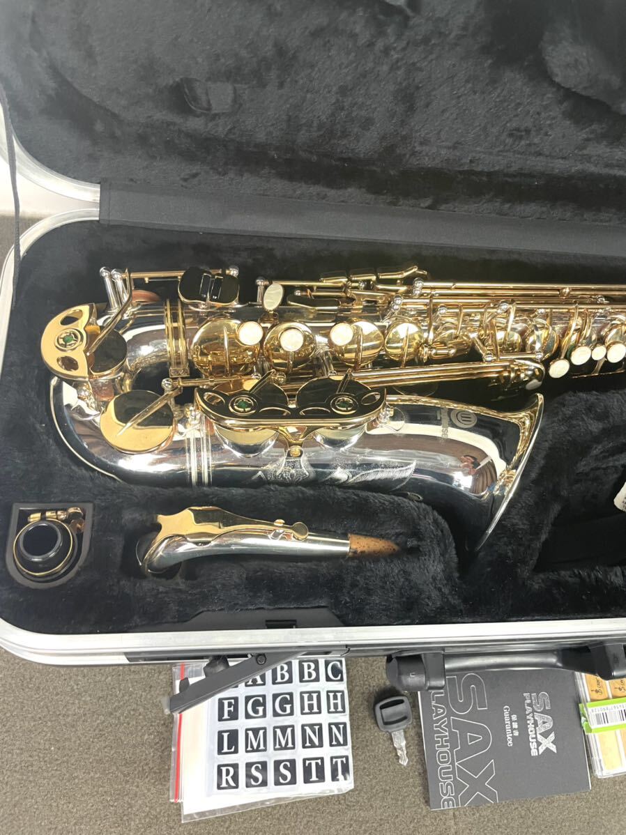 ●WONGFUL SaxPlayHouse ALTO SAX TAIWAN アルトサックス シルバー ゴールド 彫刻 ハードケース YANAGISAWA ヤナギサワ 管楽器●の画像2