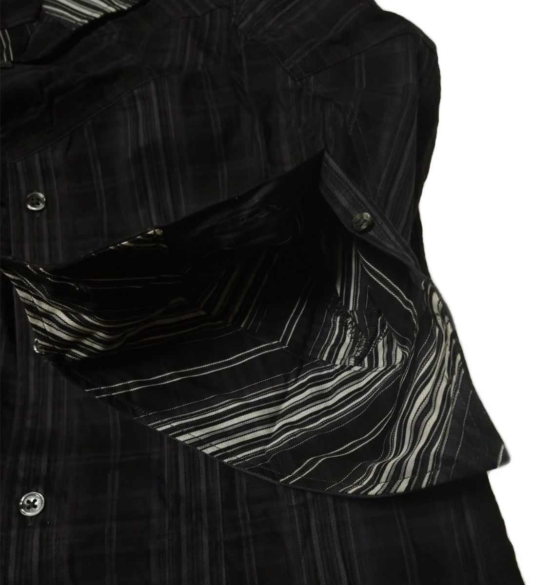 ■トルネードマート TORNADO MART■ストライプ シャツ 7分袖■ブラック 黒 紫 サイズL