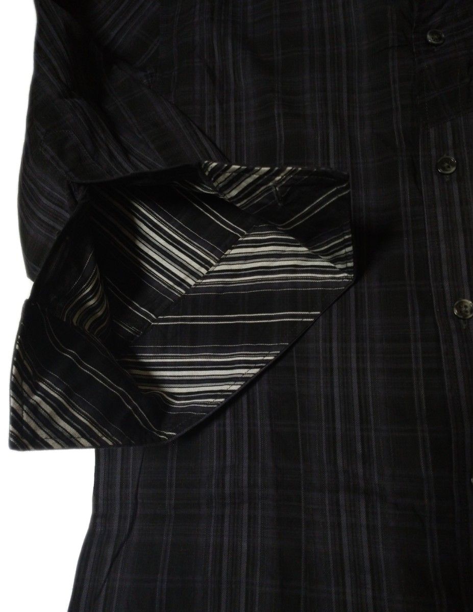 ■トルネードマート TORNADO MART■ストライプ シャツ 7分袖■ブラック 黒 紫 サイズL