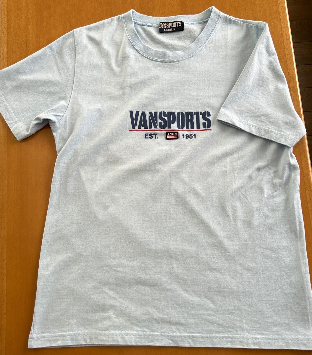 VANSPORTS バンスポーツ　ロゴTシャツ 半そでTシャツ　水色　Lサイズ