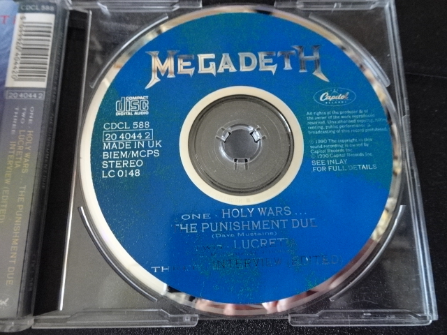 MEGADETH( mega tes)[HOLY WARS...THE PUNISHMENT DUE]1990 year foreign record single CAPITOL CDCL 588