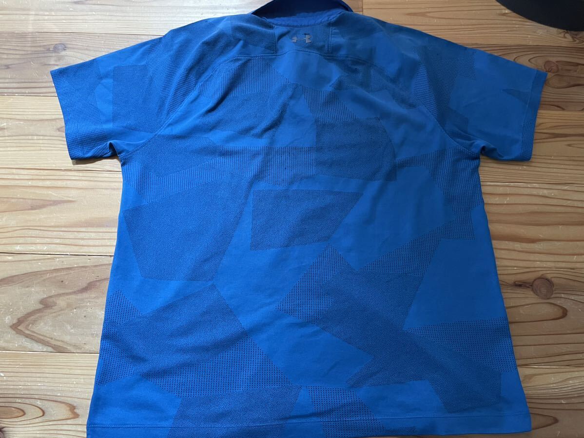 送料込み！UNDER AMOUR 半袖ポロシャツ 青 ブルー XL アンダーアーマ デジタルカモ 半袖シャツ 訳あり 大きいサイズ トップスの画像7