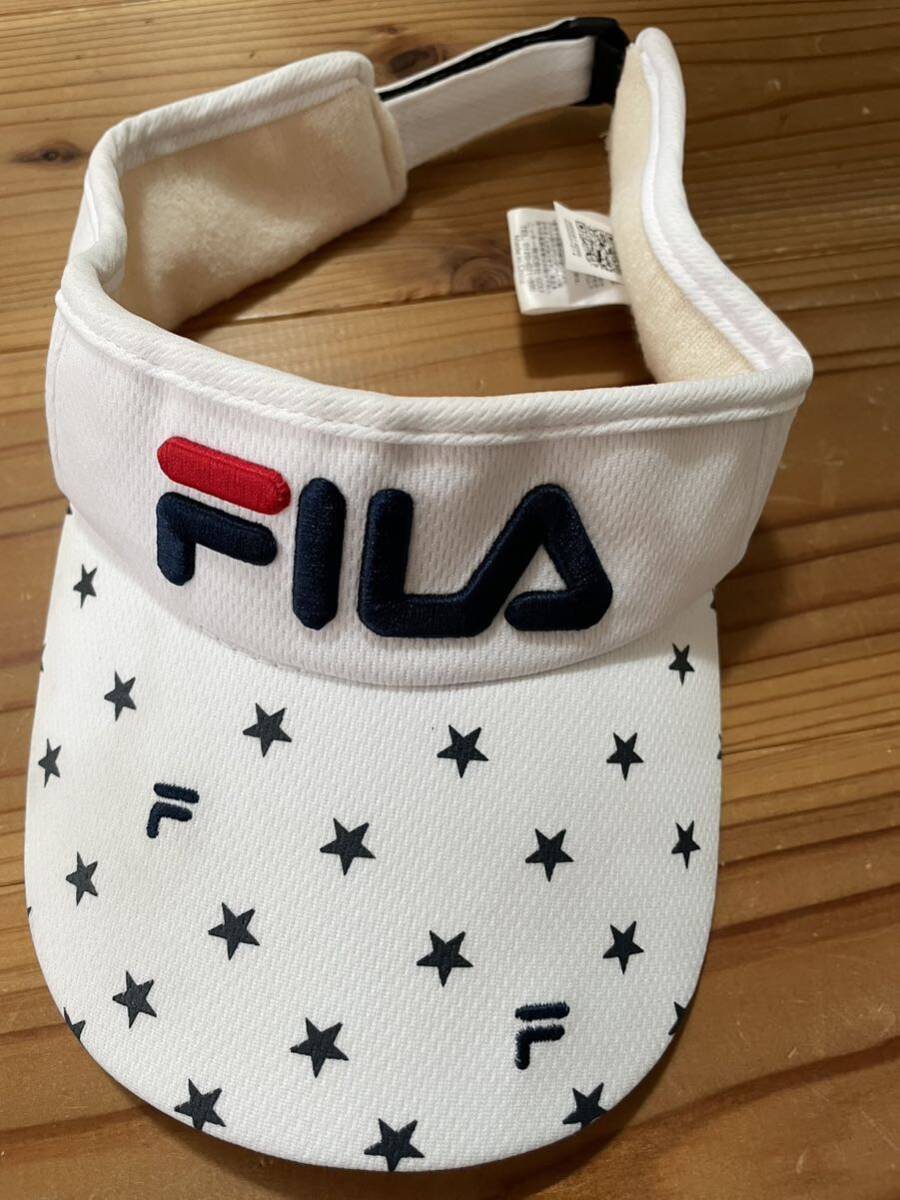 送料込み！FILA GOLF 星柄 ゴルフサンバイザー 白 ホワイト サンバイザー GOLF ゴルフウェア 帽子 フィラゴルフの画像1
