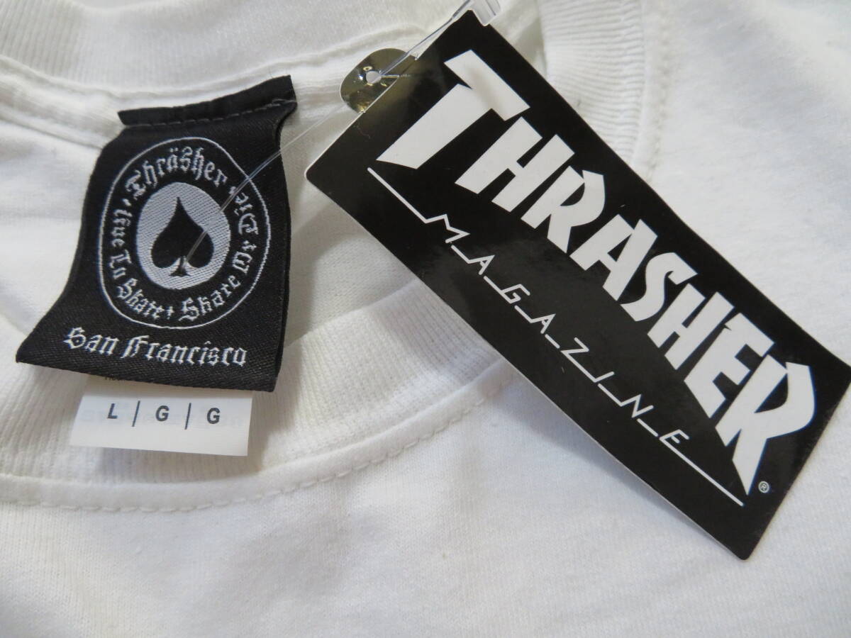 ☆新品未使用☆ THRASHER 半袖 Tシャツ 白・黒（L）の画像4