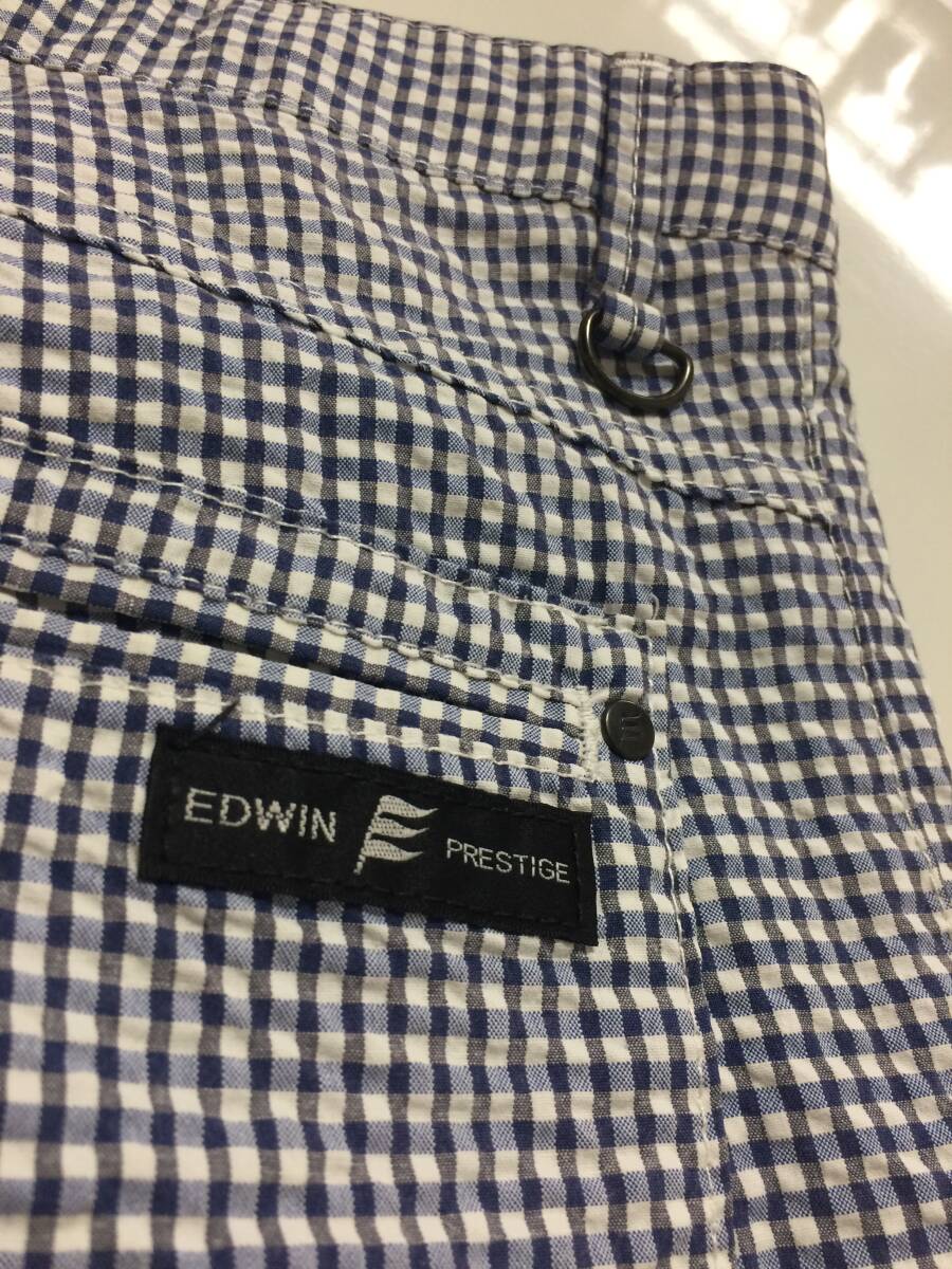 EDWIN・エドウィン プレステージ ウエスト調整パンツ ネイビーチェック サイズL（W８３～８９）の画像10