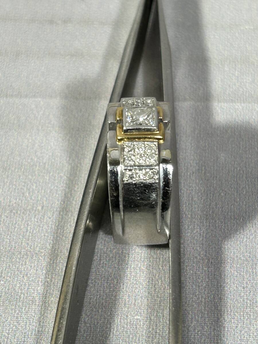 Pt900 ,K18 ,D0542 ,024 刻印有り プラチナ900 台座に ダイヤモンド 0.542ct メレ 0.24ct の リング 総重量 16.8g 内直径 2.0cm 