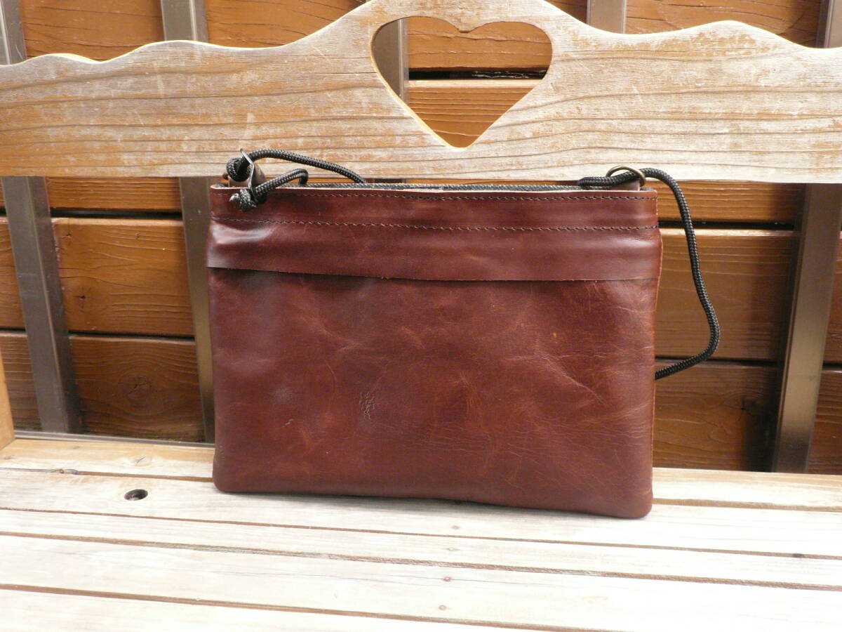  chocolate Brown cow leather cow leather sakoshu firmly lining attaching author handmade made in Japan shoulder bag smartphone shoulder also shoulder adjustment possible 