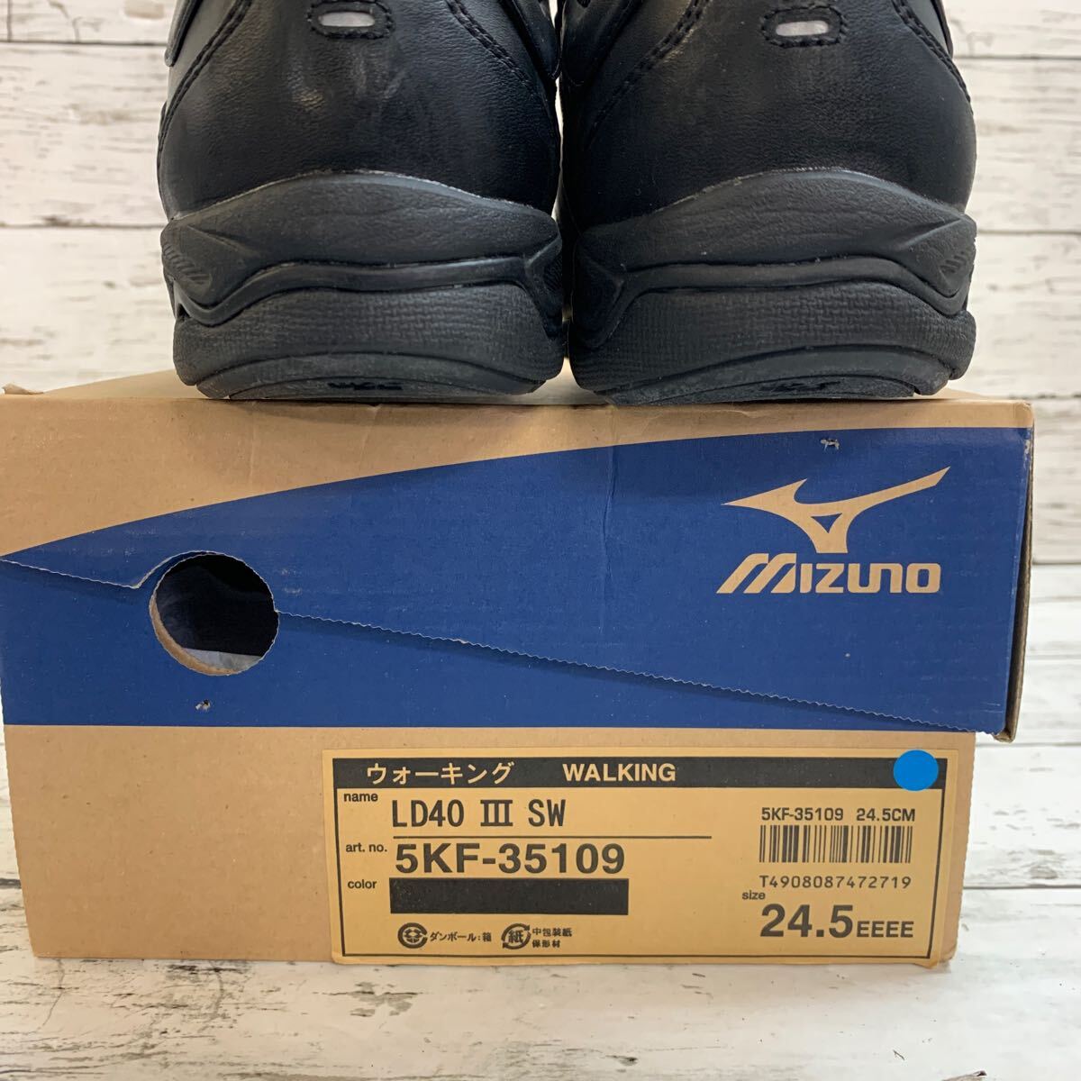 【中古品】試し履きのみ MIZUNO ウォーキングシューズ サイドジッパー付き LD40 III 24.5cm EEEE ミズノ スニーカー 黒 の画像9