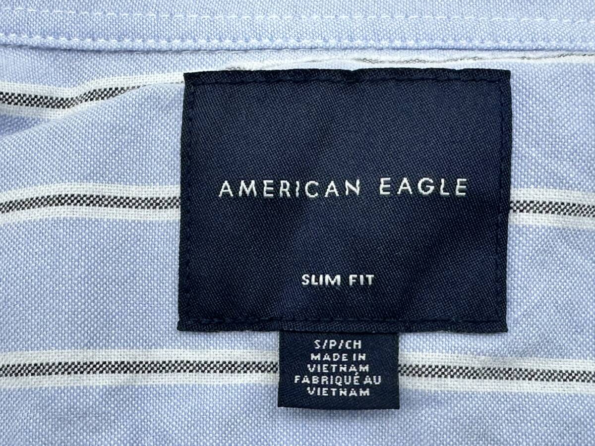 美品 !! AE AMERICAN EAGLE アメリカンイーグル　長袖シャツ　ボタンダウン　水色　ストライプ　SIZE： S_画像9