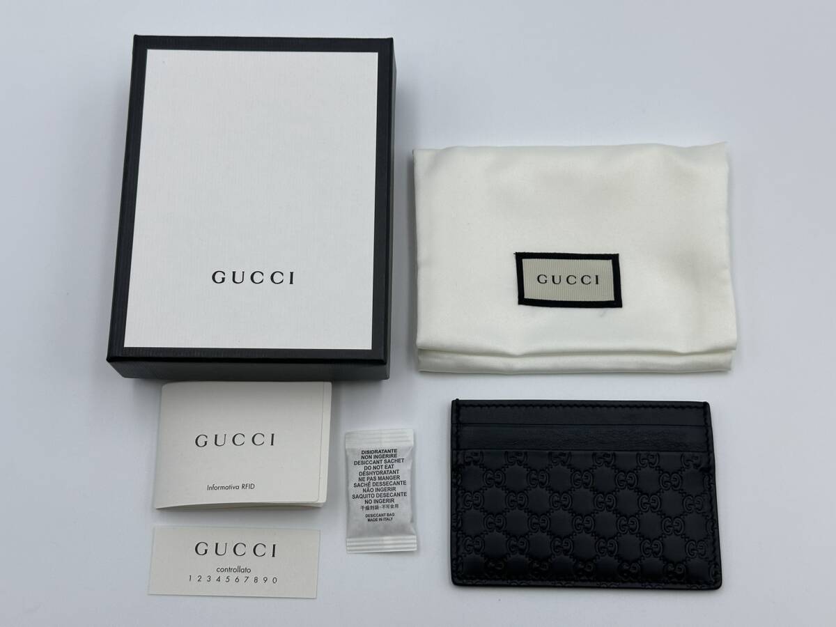 新品未使用 !!　本物 !!　GUCCI グッチ カードケース　グッチシマ シマレザー GG 　ブラック　元箱付き　付属品完備_画像1