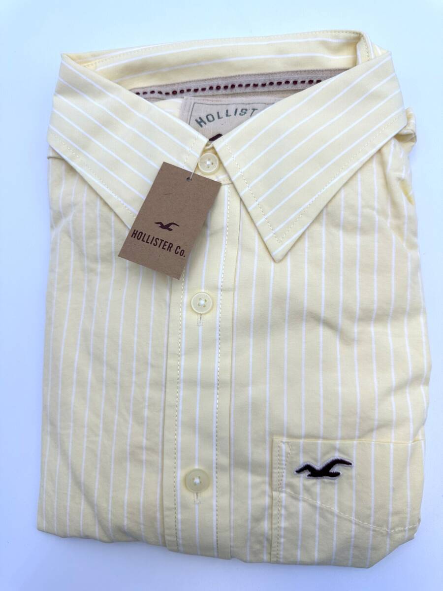 新品未開封 !! HOLLISTER ホリスター　長袖　シャツ　イエロー　ストライプ　SIZE：L_画像3