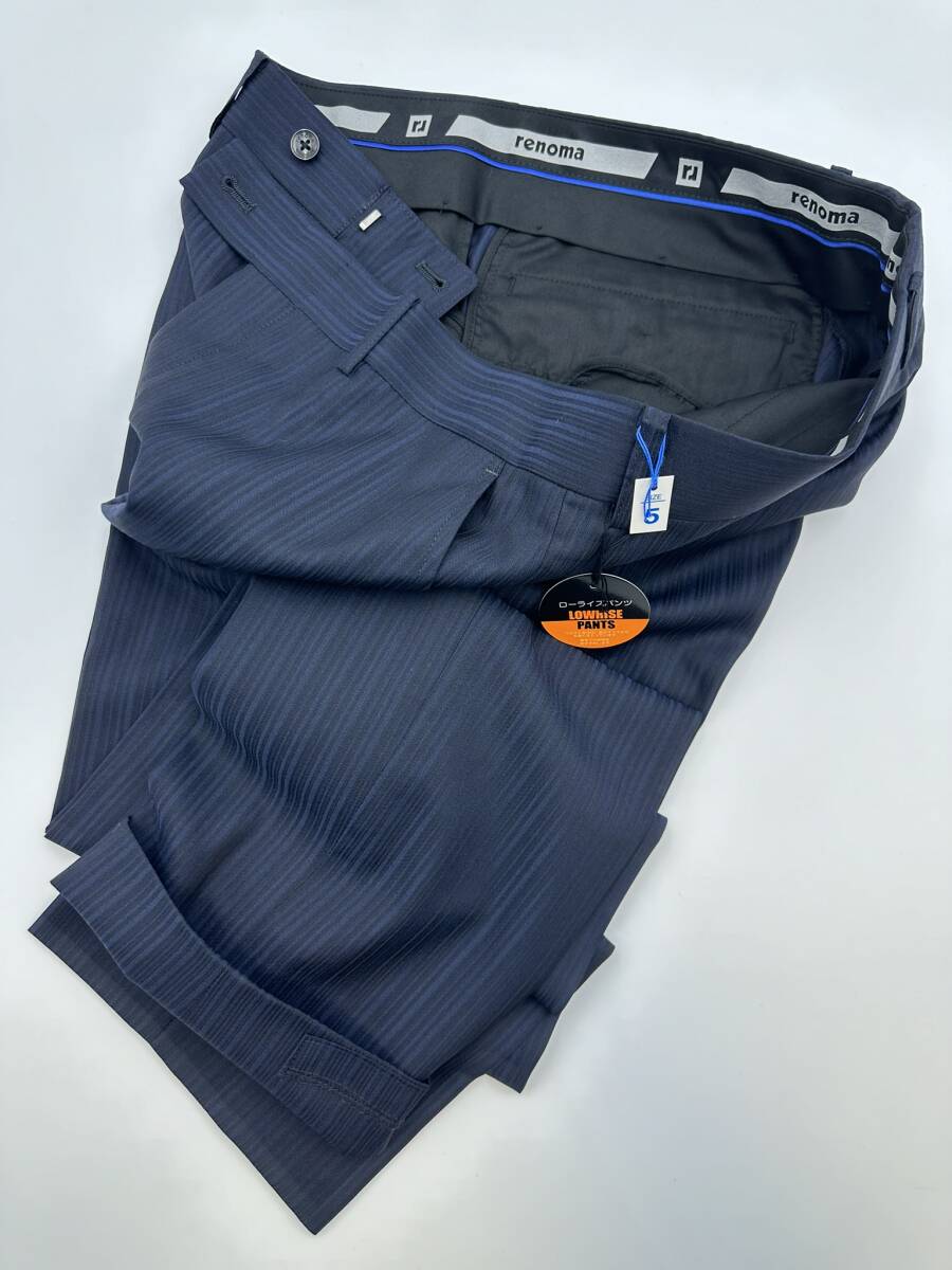 新品 !! renoma HOMME レノマ オム　スーツセットアップ　 春秋　背抜き　ネイビー　ストライプ　②　SIZE：AB５