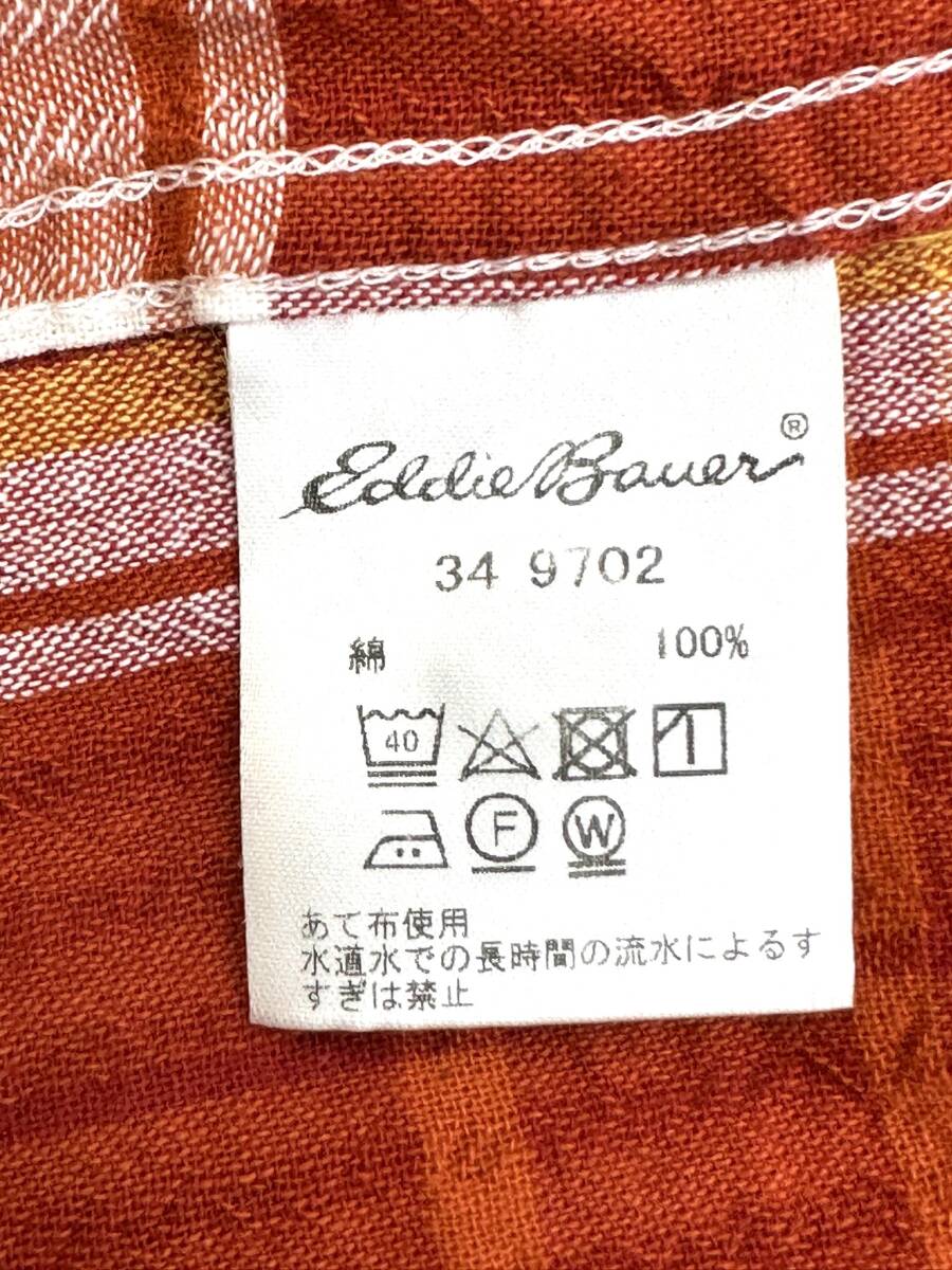 美品 !! Eddie Bauer　エディーバウアー　7分袖　薄手　シャツ 　オレンジ　パープル　チェック　SIZE： XS_画像10