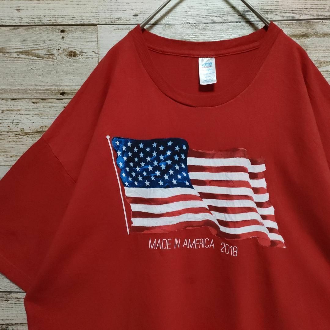 【605】USA製　星条旗　アメリカ国旗　プリント　半袖Tシャツ　古着