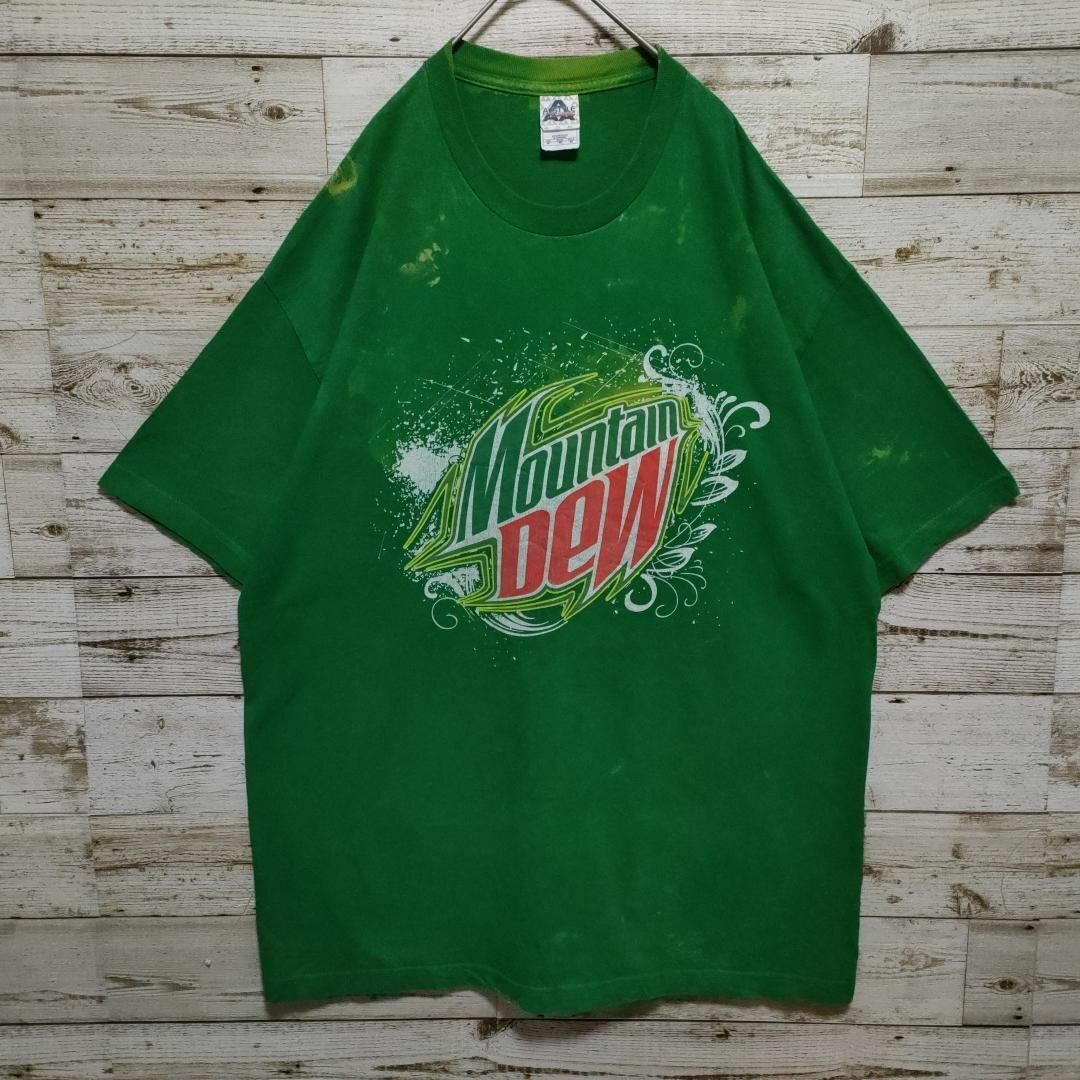 【609】00s USA古着 AAA MOUNTAIN DEW マウンテンデュー アドバタイジング 企業ロゴ プリントTシャツ メンズXL 古着Vintageグリーン 緑_画像2