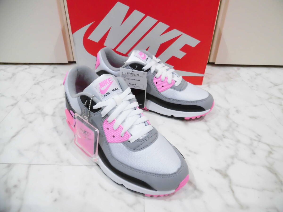 【新品未使用品タグ箱付】 W NIKE AIR MAX 90 ナイキ ウィメンズ エア マックス 90 27.0㎝ US10 CD0490-102 WHITE GREY ROSE BLACK 27㎝_画像1