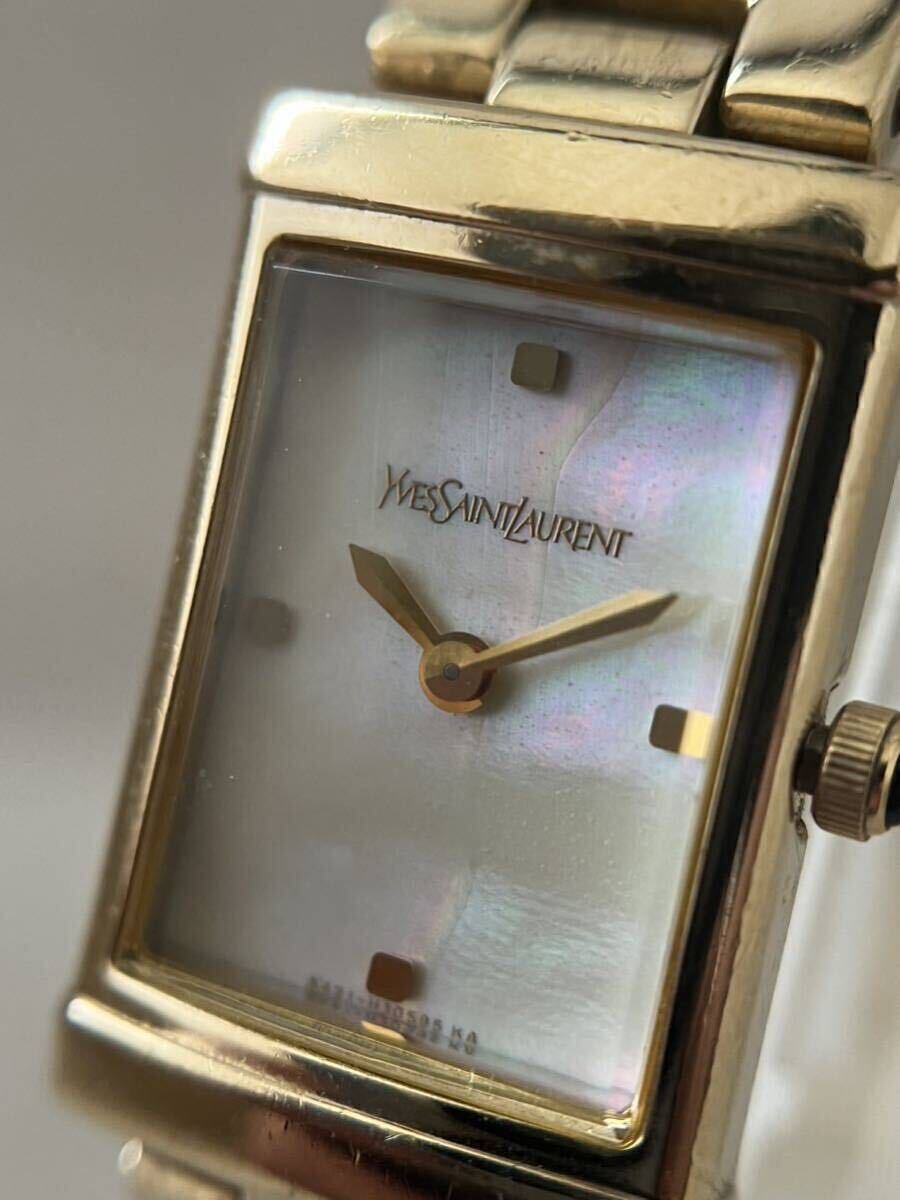 ◯ Yves Saint Laurent イヴサンローラン YSL レディース腕時計 バングルタイプ シェル文字盤 ゴールドカラー 稼働品 ◯の画像3