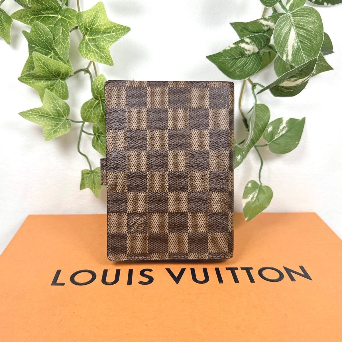 LOUIS VUITTON（ルイ・ヴィトン）ダミエ アジェンダPM 手帳カバー エベヌ ブラウン系 R20700 ゴールド金具　☆匿名配送