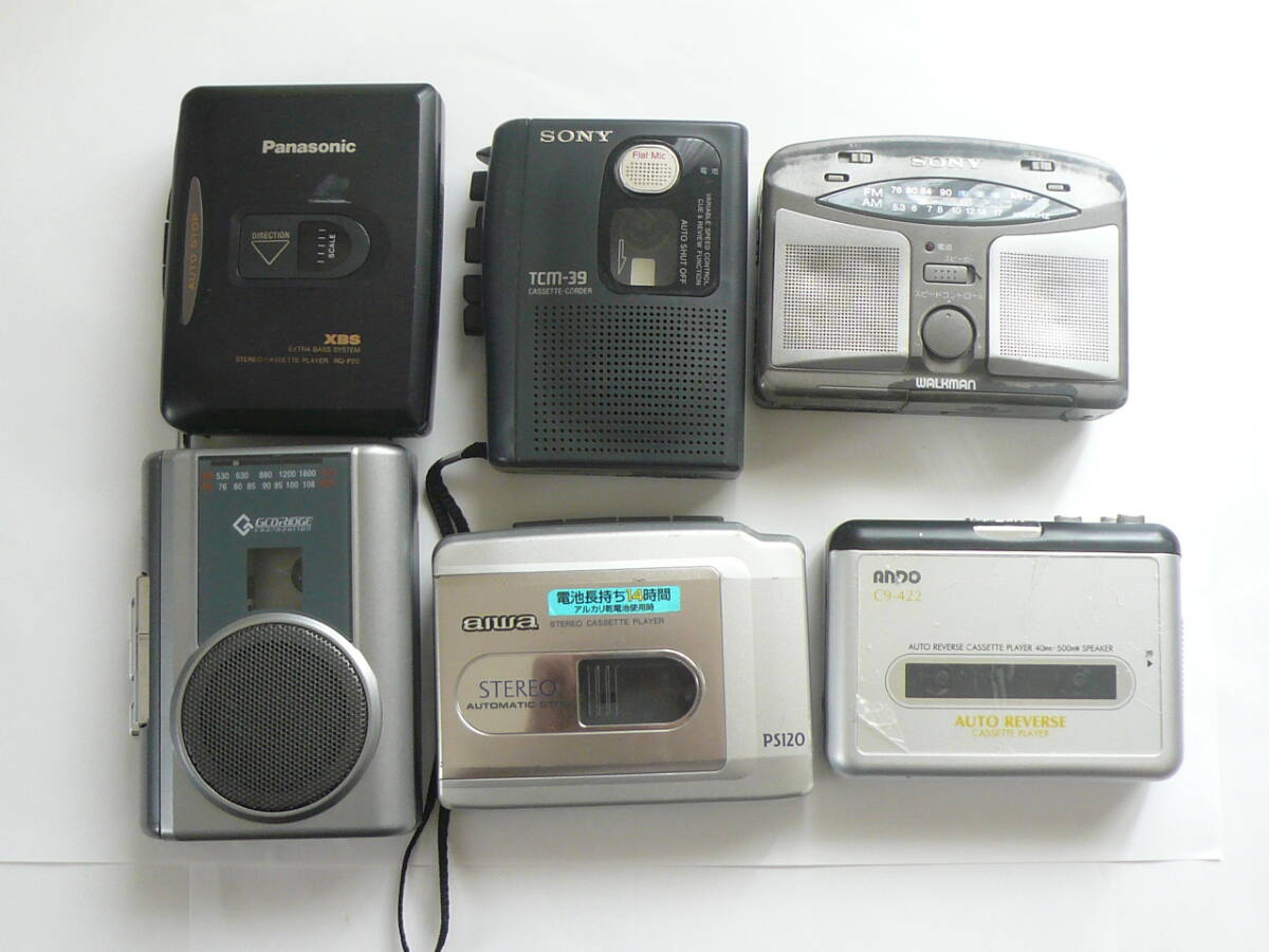 カセットレコーダー SONY WM-GX322/TCM-39/Panasonic RQ-P20/aiwa HS-PS120 など 6台まとめ★ジャンク品_画像1