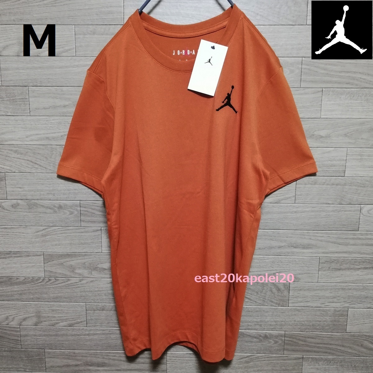 新品 JORDAN JUMPMAN ジョーダン ジャンプマン 刺繍 メンズ ウェア トップス 半袖 Tシャツ M 未使用 DARK RUSSET BLACK ナイキ NIKE Teeの画像1