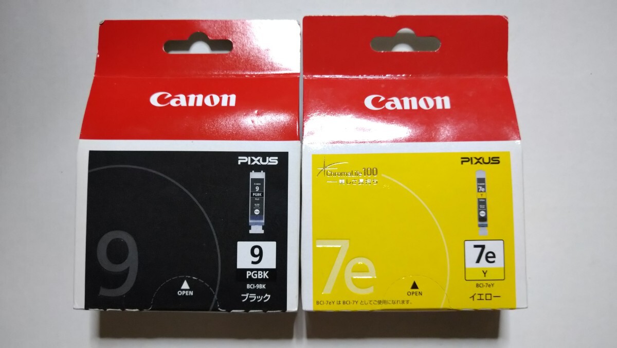 【送料無料】Canon キヤノン 純正 インクカートリッジ BCI-9BK BCI-7eY 期限切れ_画像1