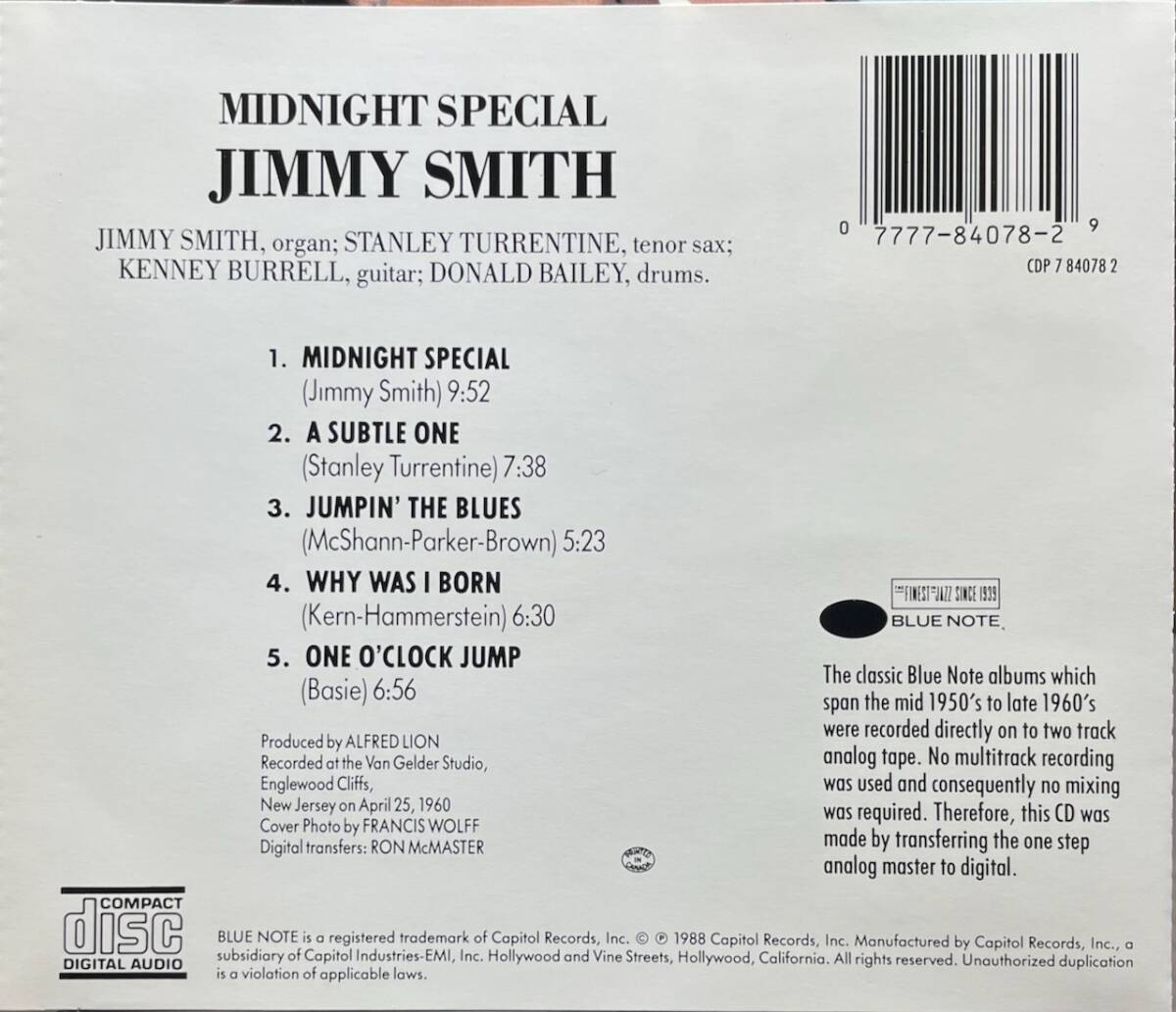 (C24H)☆Jazz名盤/ジミー・スミス/Jimmy Smith/ミッドナイト・スペシャル/Midnight Special☆_画像2