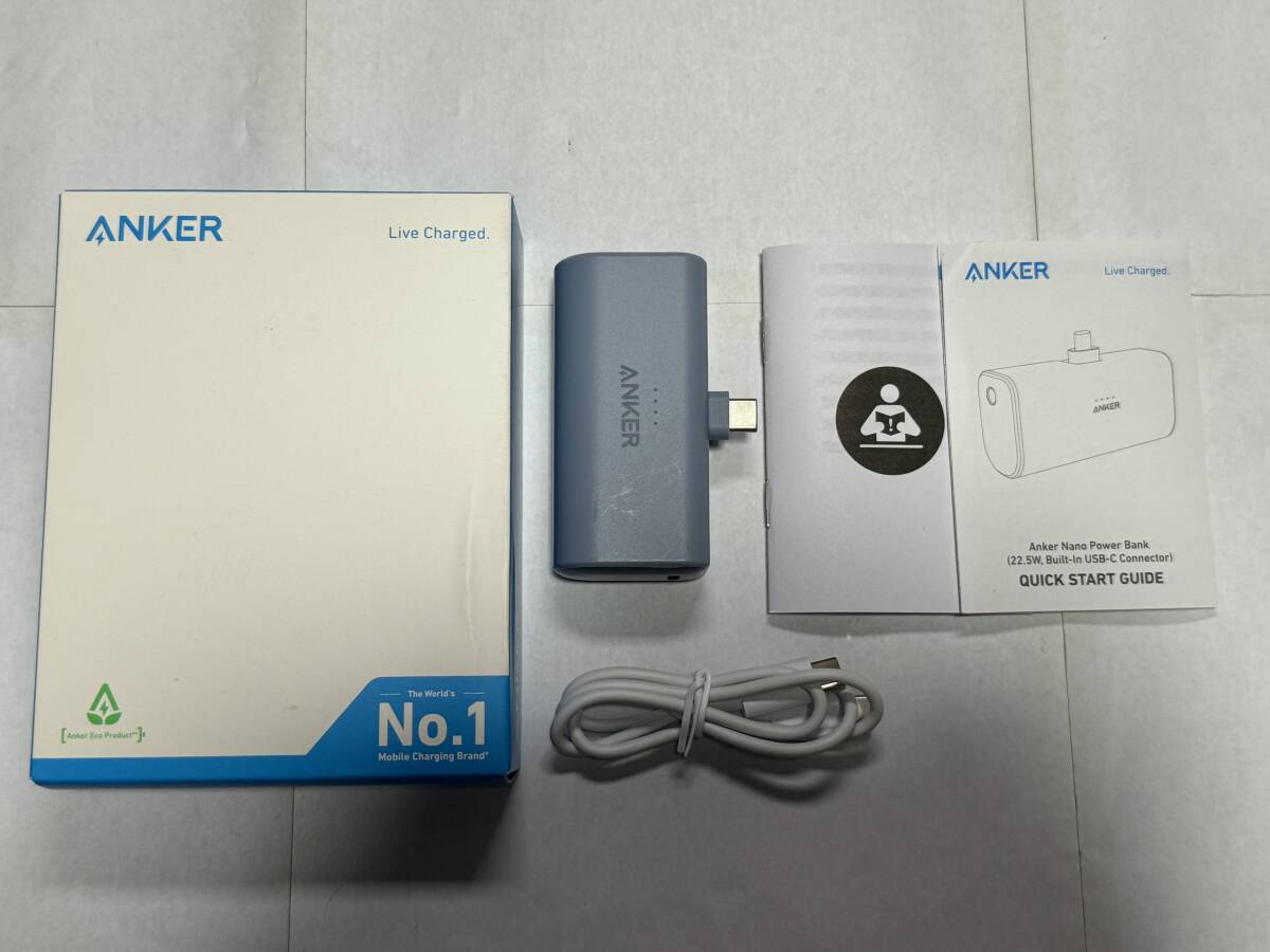 Anker Nano Power Bank モバイルバッテリー 5000mAh USB-C グレイッシュブルー_画像1