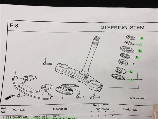 激安！CBR1000RR純正ステアリングステム周辺部品/新品未使用品！SC57/2004～_画像3