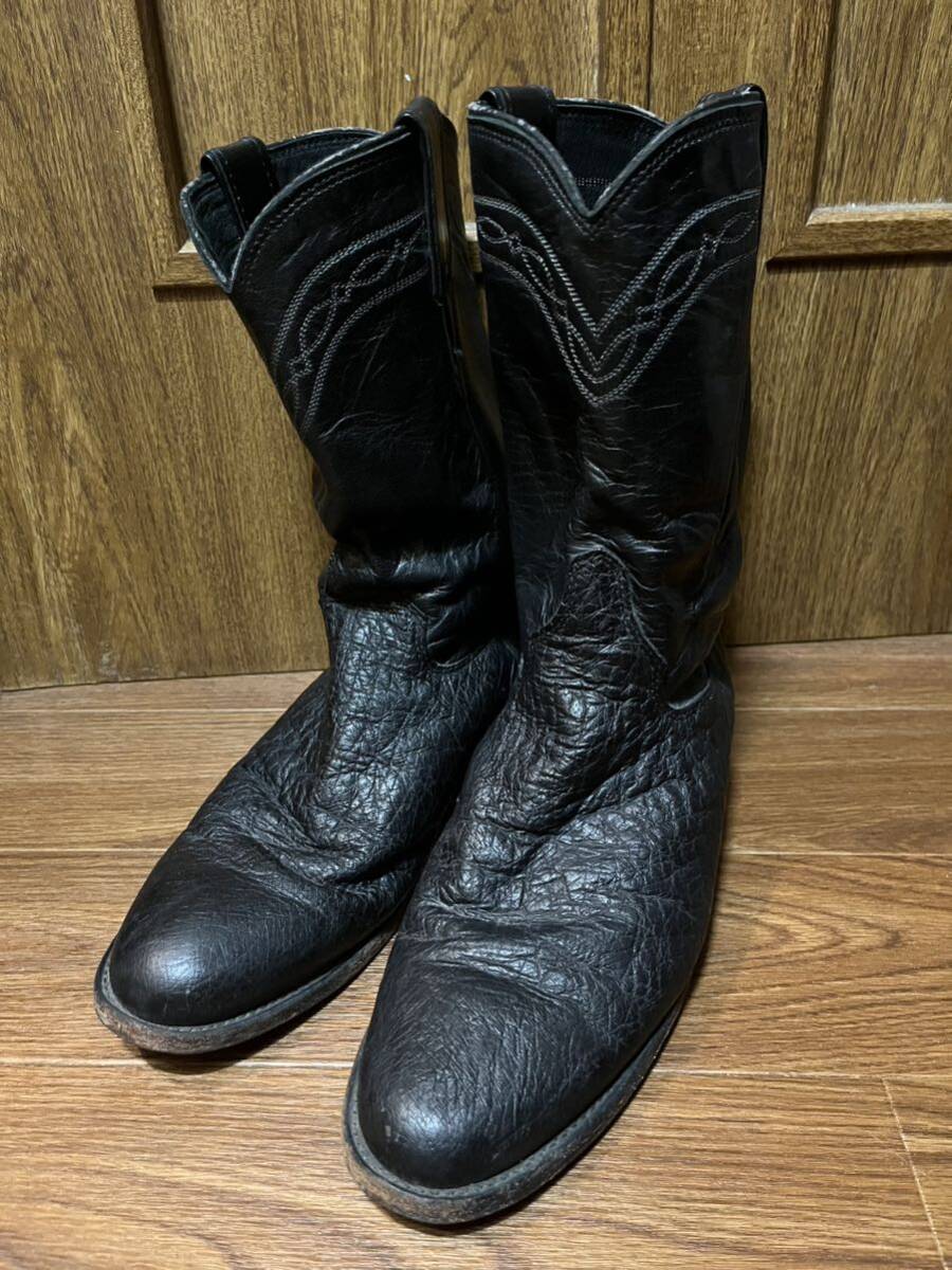 Justin Justin Vintage western boots pekos boots leather black USA 8 1/2 approximately 26~26.5cm