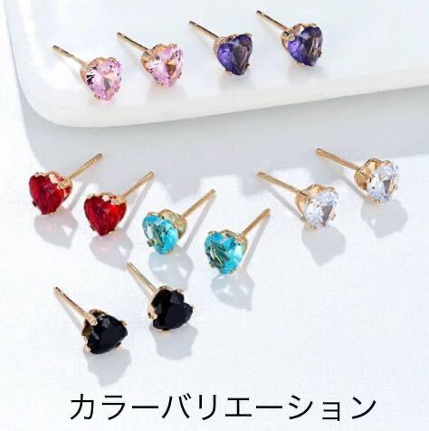  new goods made of stainless steel AAACZ topaz Heart earrings 6mm Gold 18kgp blue gold aqua blue Heart metal allergy correspondence present free shipping 
