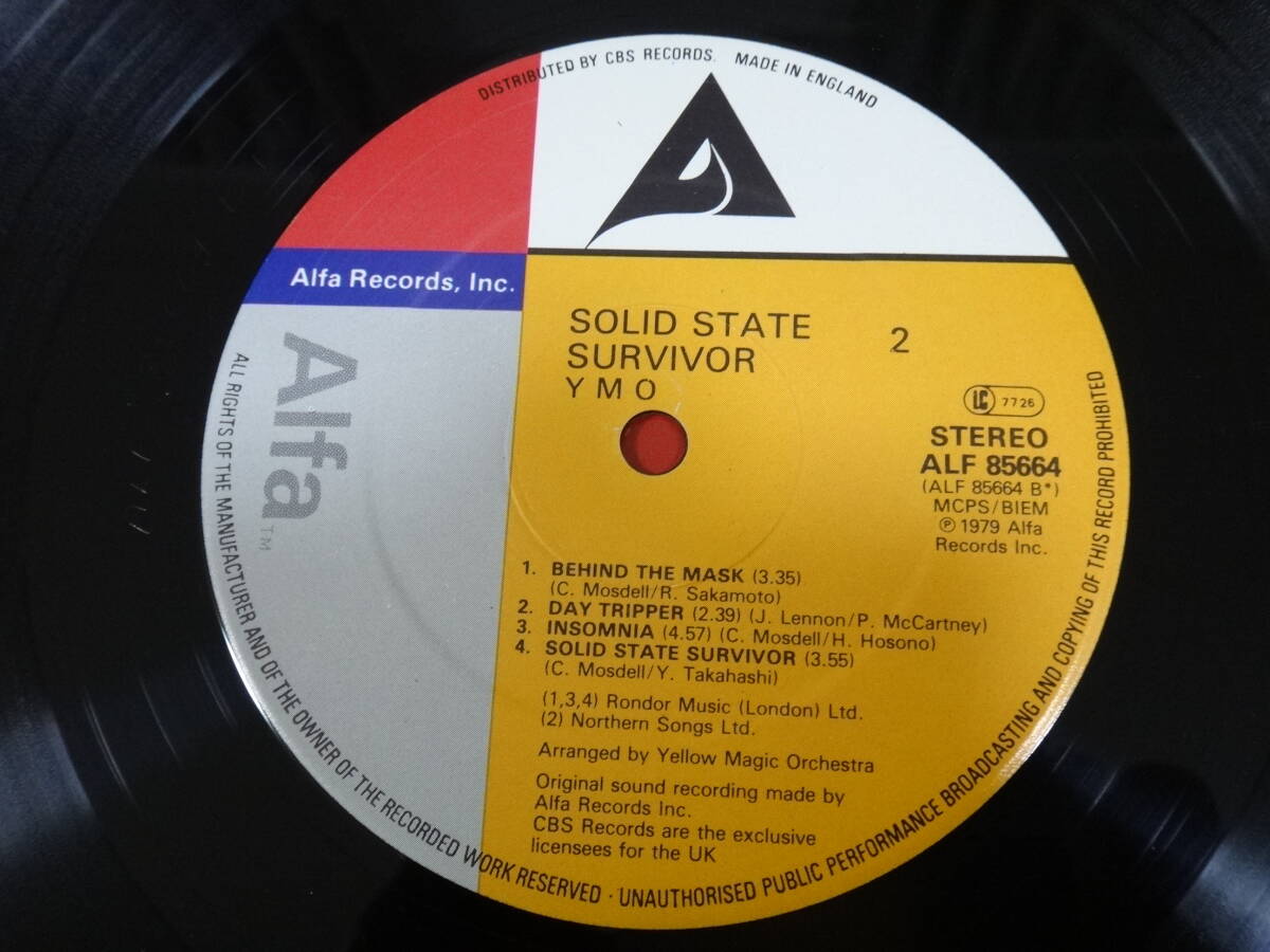 YMO/SOLID STATE SURVIVOR/輸入盤/UK/12”LP/1982 ④の画像6