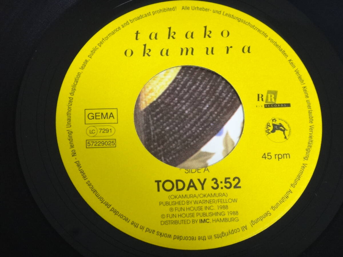 岡村孝子/TODAY/ソレイユ/輸入盤/GERMANY/7”EP/1988/TAKAKO OKAMURA ⑧ _画像4