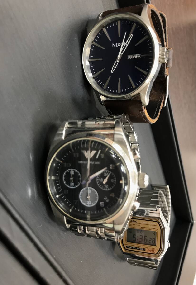 #5764 CASIO カシオ EMPORIO ARMANI エンポリオアルマーニ NIXON ニクソン 腕時計 いろいろまとめて 計3点_画像3